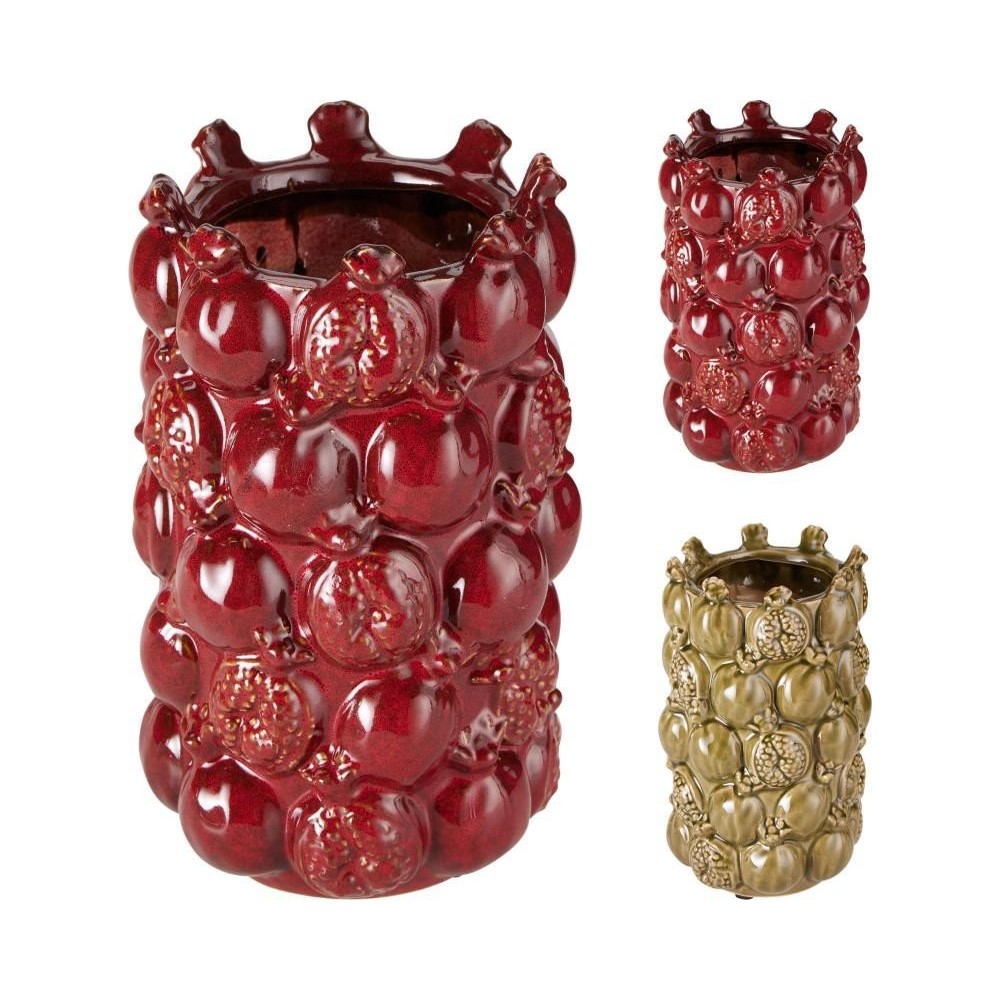 VASO FORMA MELOGRANO CERAMICA 15X15X23 2 ASS.